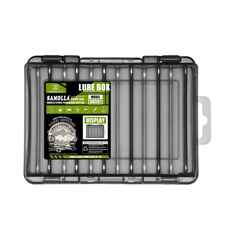 Double Sided Fishing Lure Boxes 12 Compartments Fishing Tackle Organizer With 2 Buckle Plastic Clear Storage Case