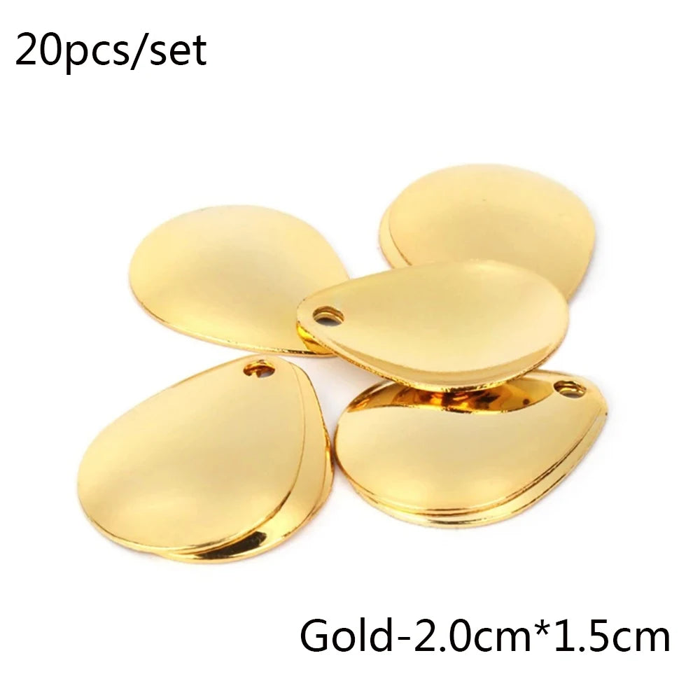 20pcs/lot Fishing Spinner Rings Blades Smooth Nickel Spoons Plaice Tackle Craft DIY Bait Fishing Tool Lure Accessories