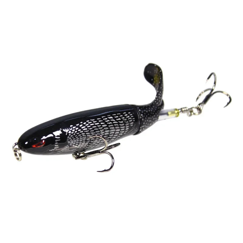 1pcs 10cm 14cm Topwater Spinner Fishing Lure Popper Artificial Pencil Hard Bait Propeller Rotating Tail Fishing Tackle Swimbait