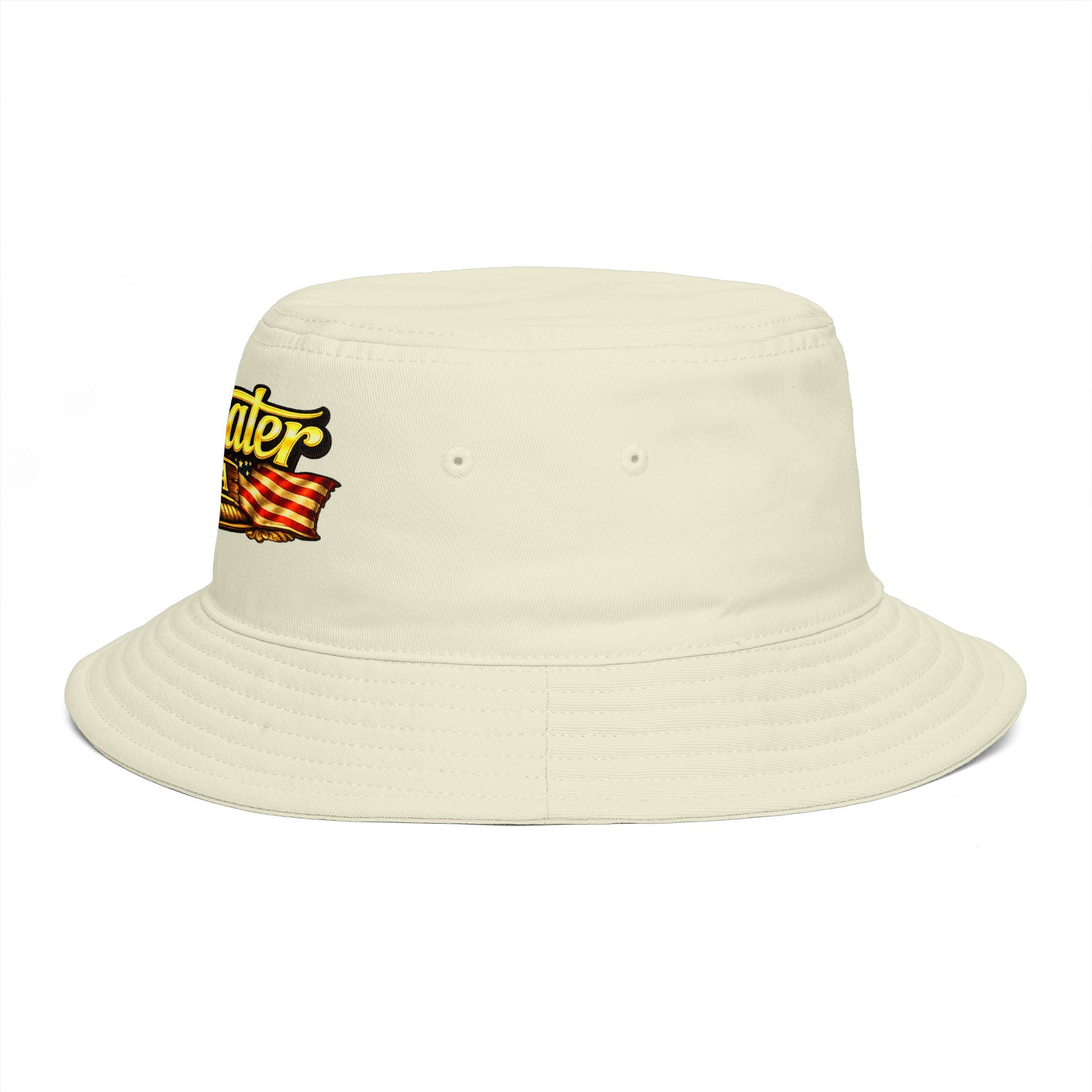 Topwater USA Bucket Hat — Retro Fishing Logo with American Flag