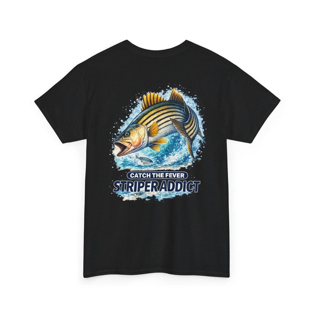 Striper Addict Fishing T‑Shirt — Catch the Fever Striped Bass Tee