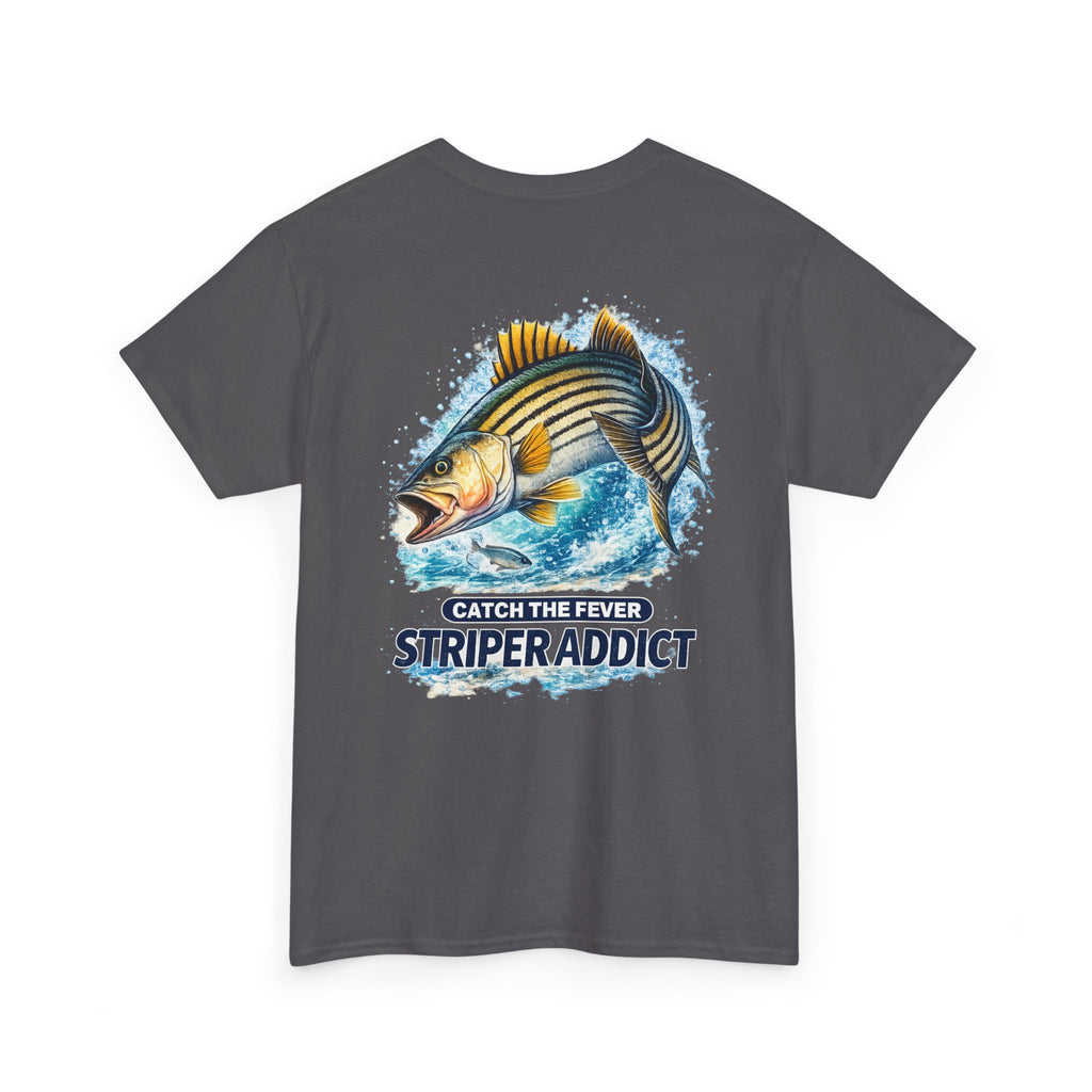 Striper Addict Fishing T‑Shirt — Catch the Fever Striped Bass Tee