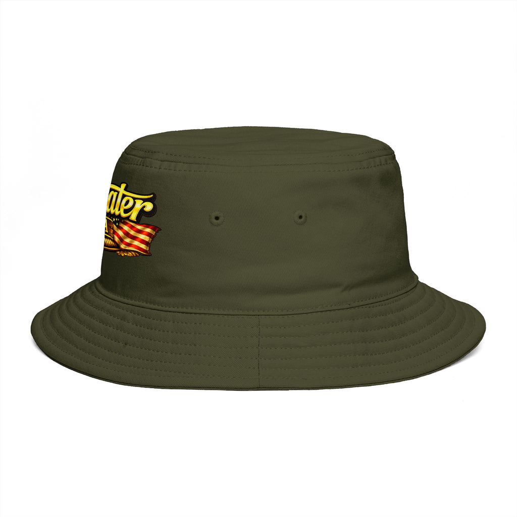 Topwater USA Bucket Hat — Retro Fishing Logo with American Flag