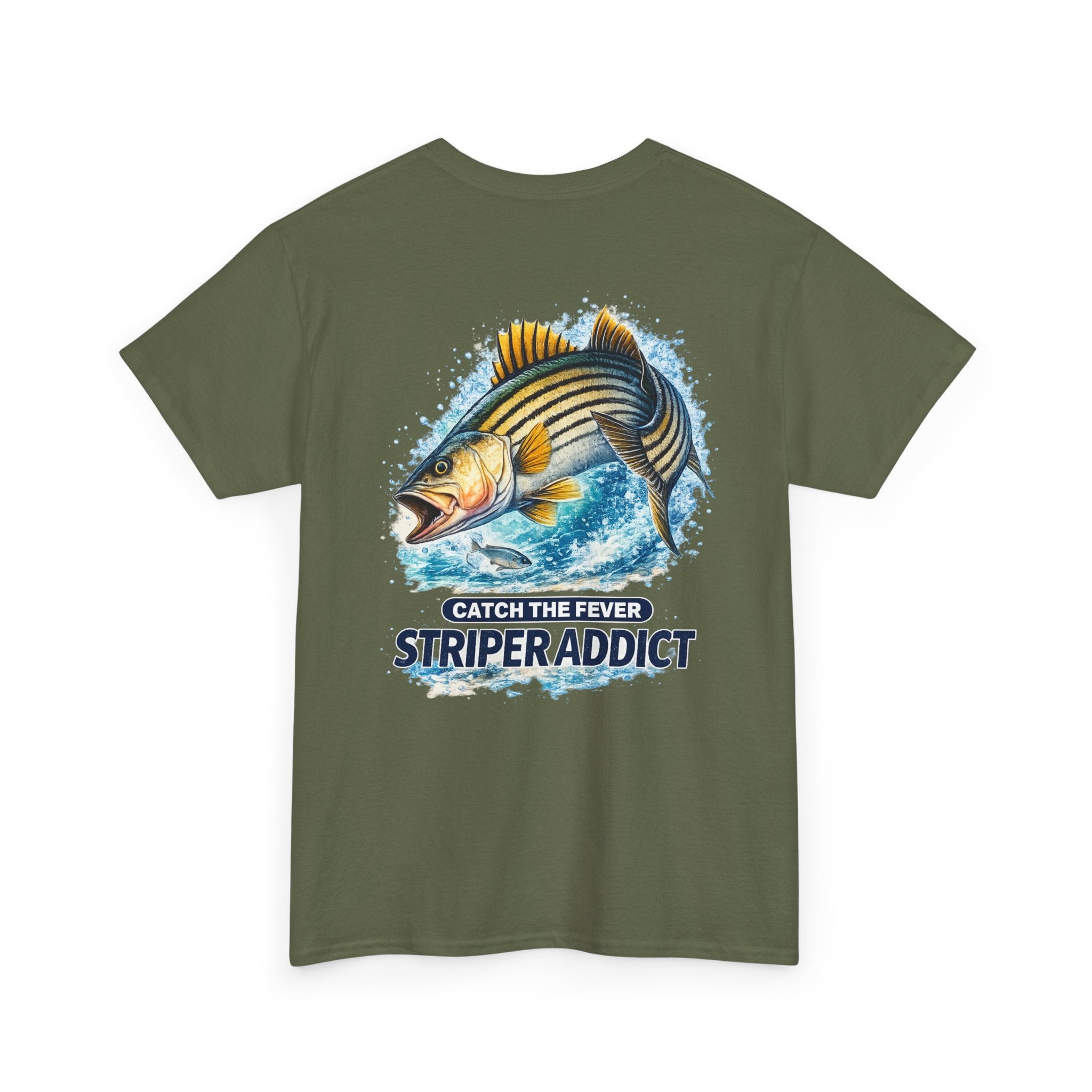 Striper Addict Fishing T‑Shirt — Catch the Fever Striped Bass Tee