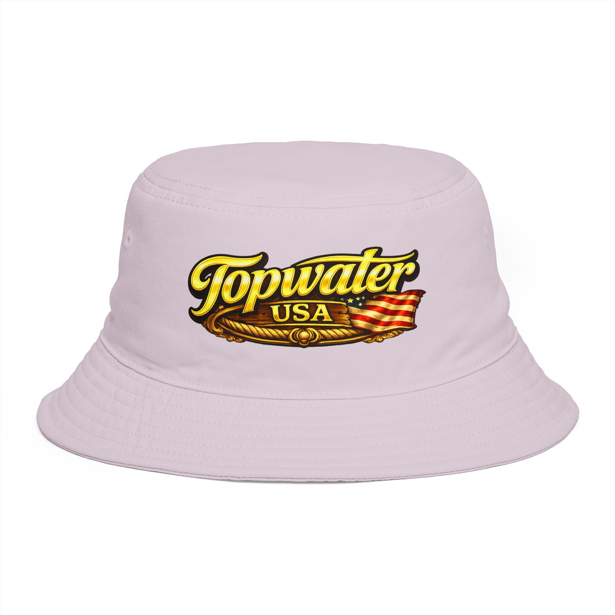 Topwater USA Bucket Hat — Retro Fishing Logo with American Flag
