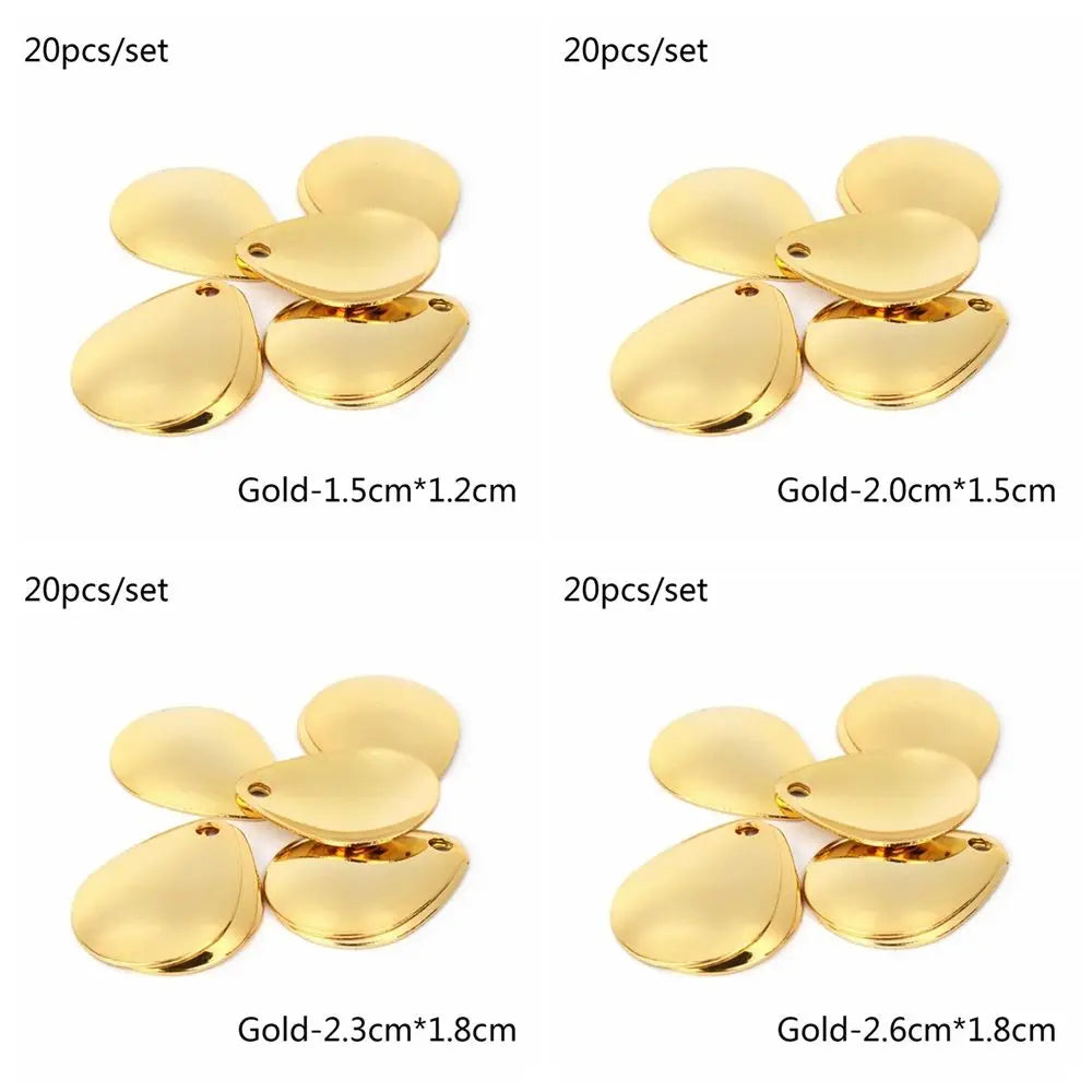 20pcs/lot Fishing Spinner Rings Blades Smooth Nickel Spoons Plaice Tackle Craft DIY Bait Fishing Tool Lure Accessories