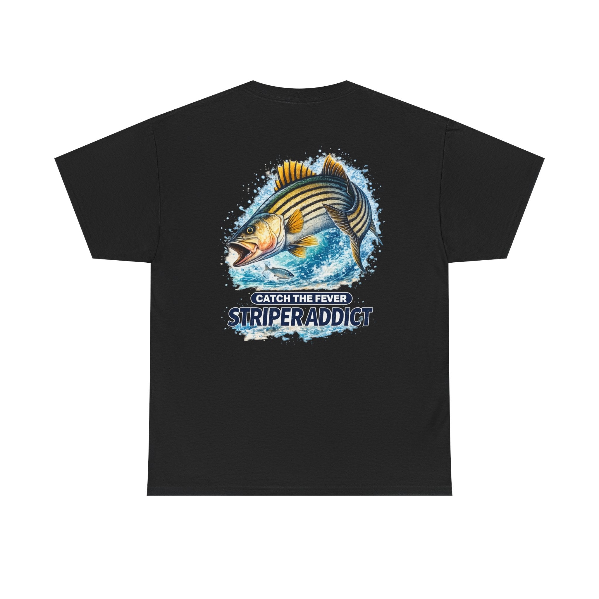 Striper Addict Fishing T‑Shirt — Catch the Fever Striped Bass Tee