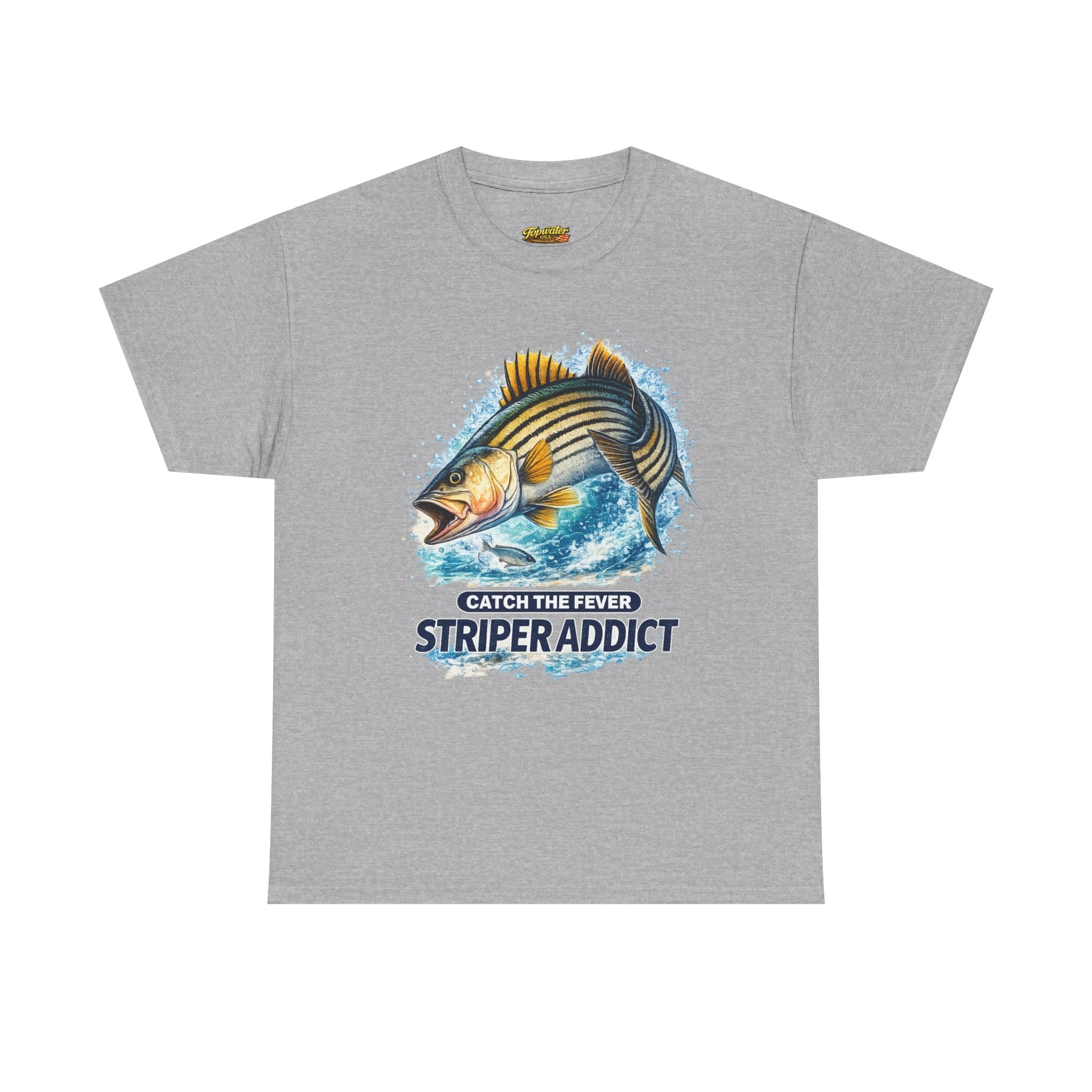Striper Addict Fishing T‑Shirt — Catch the Fever Striped Bass Tee