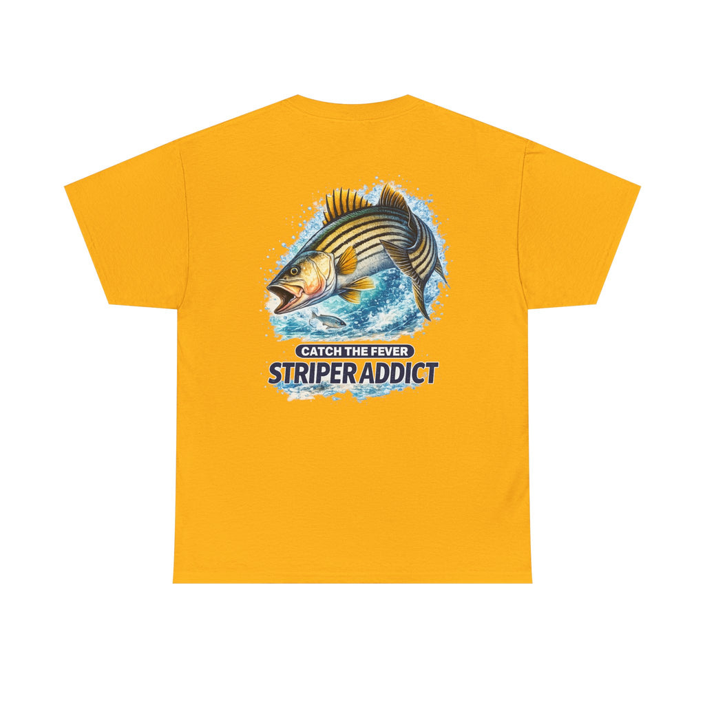 Striper Addict Fishing T‑Shirt — Catch the Fever Striped Bass Tee