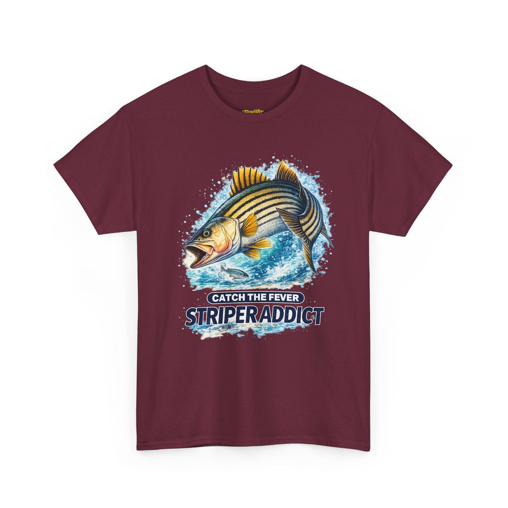 Striper Addict Fishing T‑Shirt — Catch the Fever Striped Bass Tee