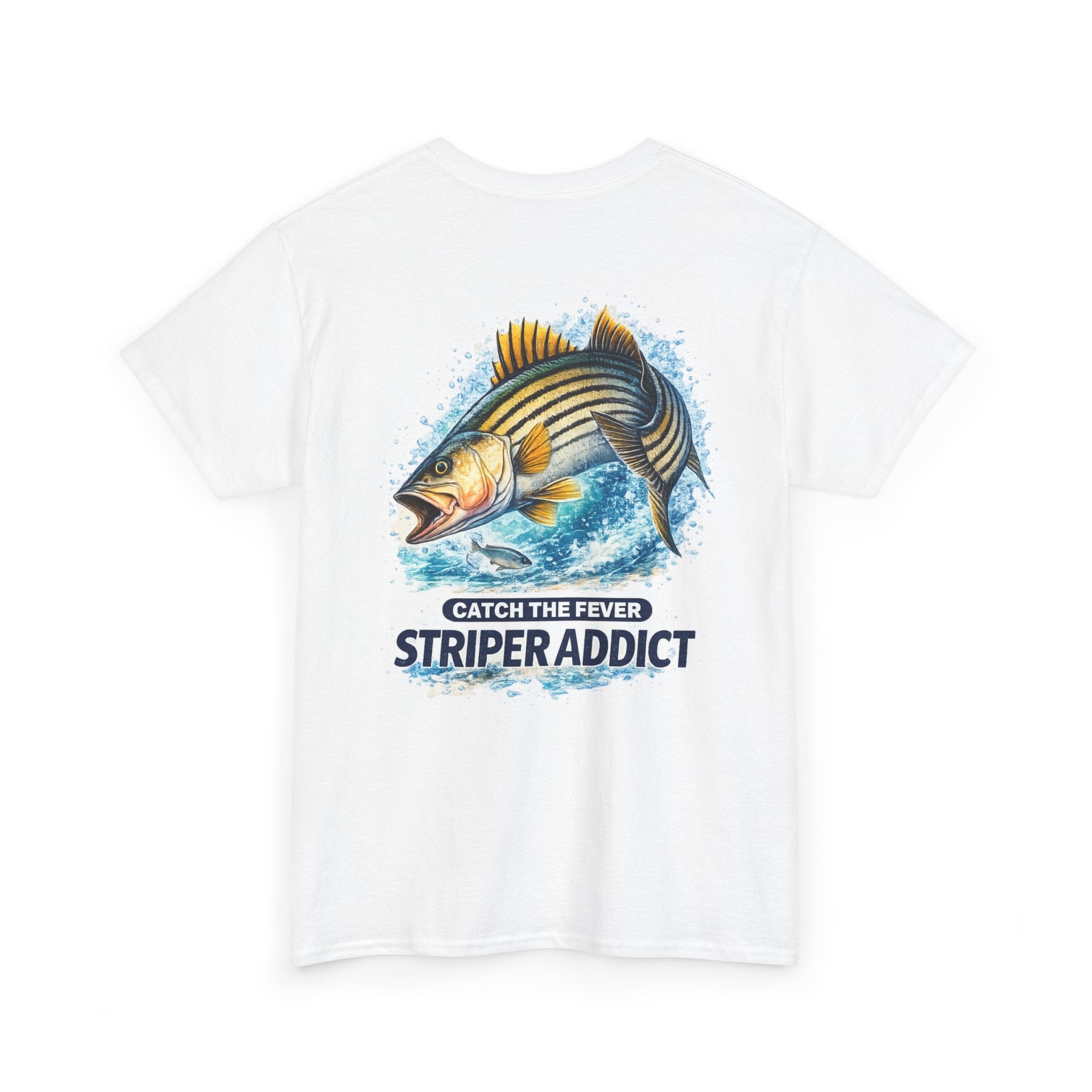 Striper Addict Fishing T‑Shirt — Catch the Fever Striped Bass Tee