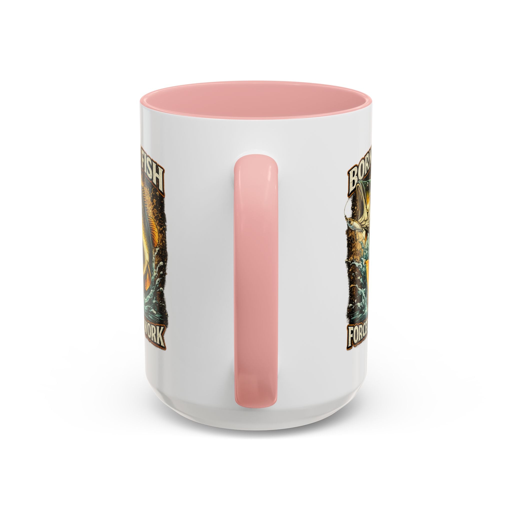Born to Fish Accent Coffee Mug — “Born to Fish, Forced to Work” Fishing Mug