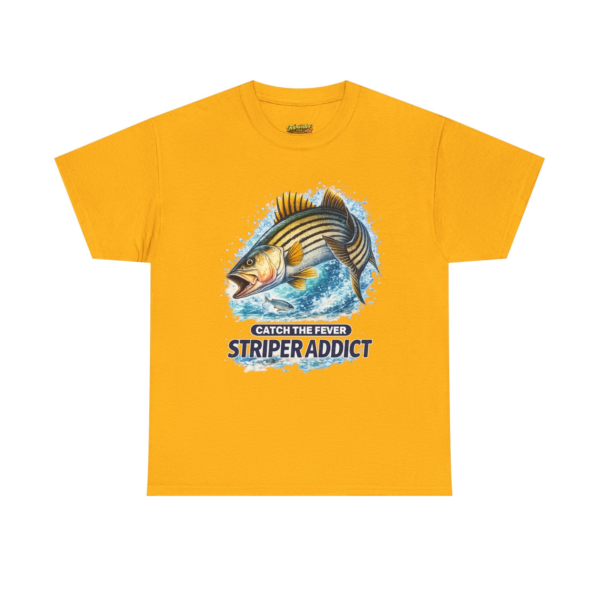 Striper Addict Fishing T‑Shirt — Catch the Fever Striped Bass Tee