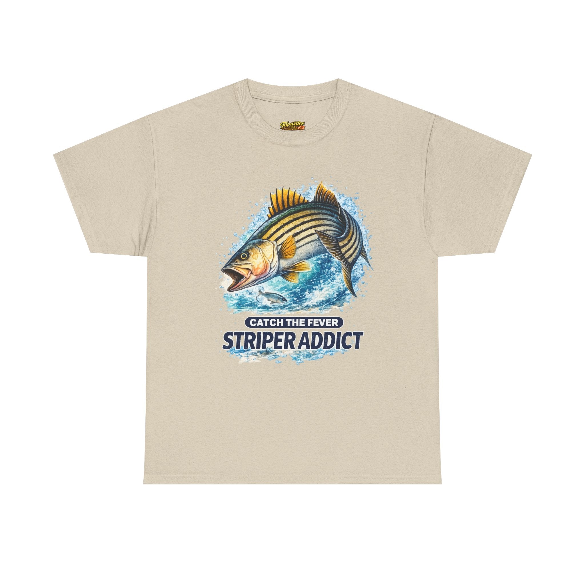 Striper Addict Fishing T‑Shirt — Catch the Fever Striped Bass Tee
