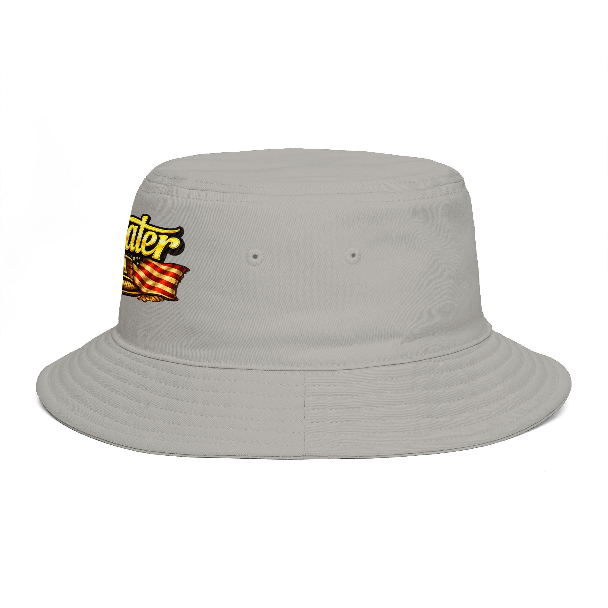 Topwater USA Bucket Hat — Retro Fishing Logo with American Flag
