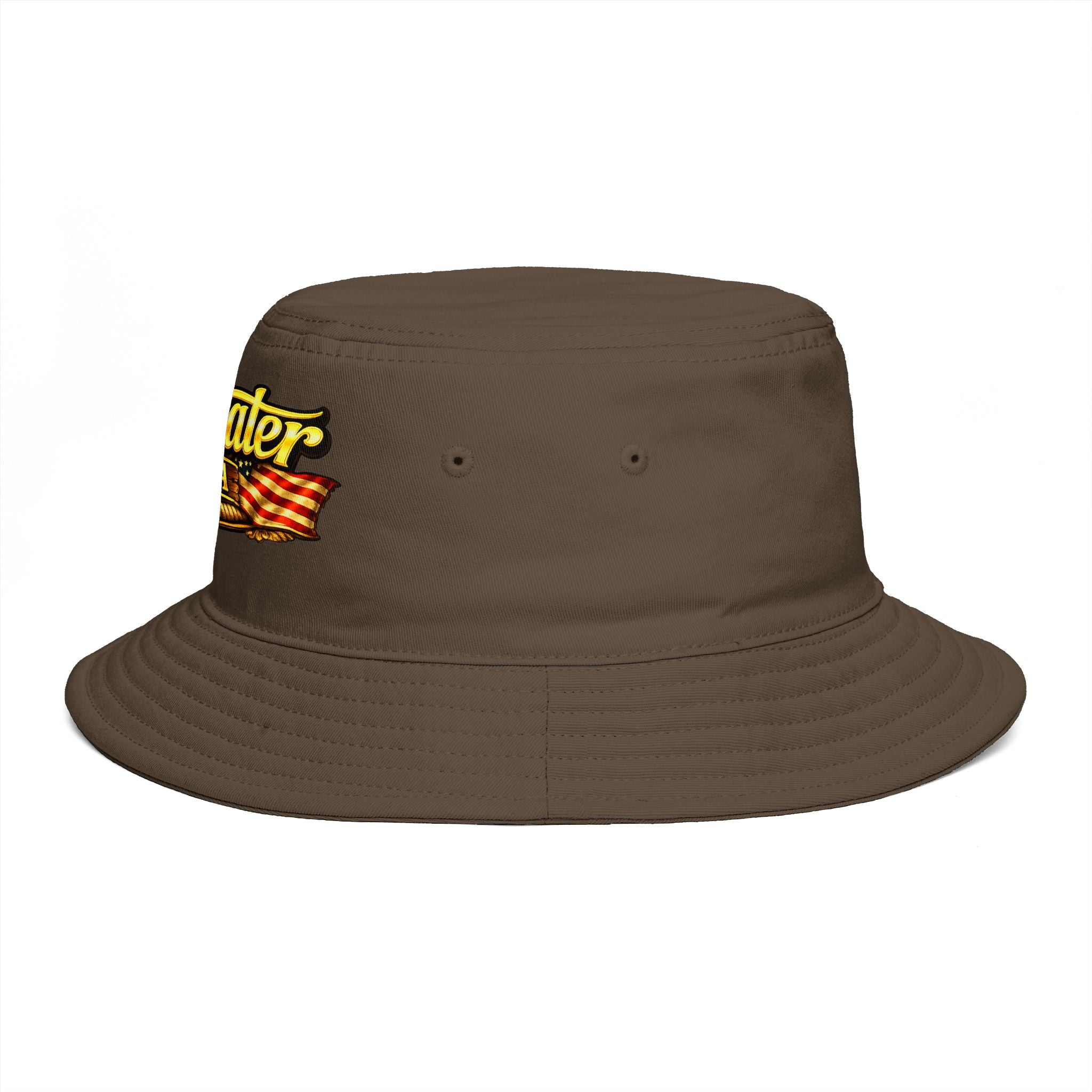 Topwater USA Bucket Hat — Retro Fishing Logo with American Flag