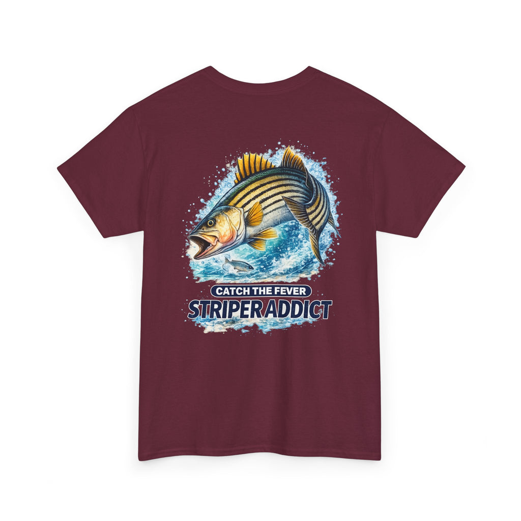 Striper Addict Fishing T‑Shirt — Catch the Fever Striped Bass Tee