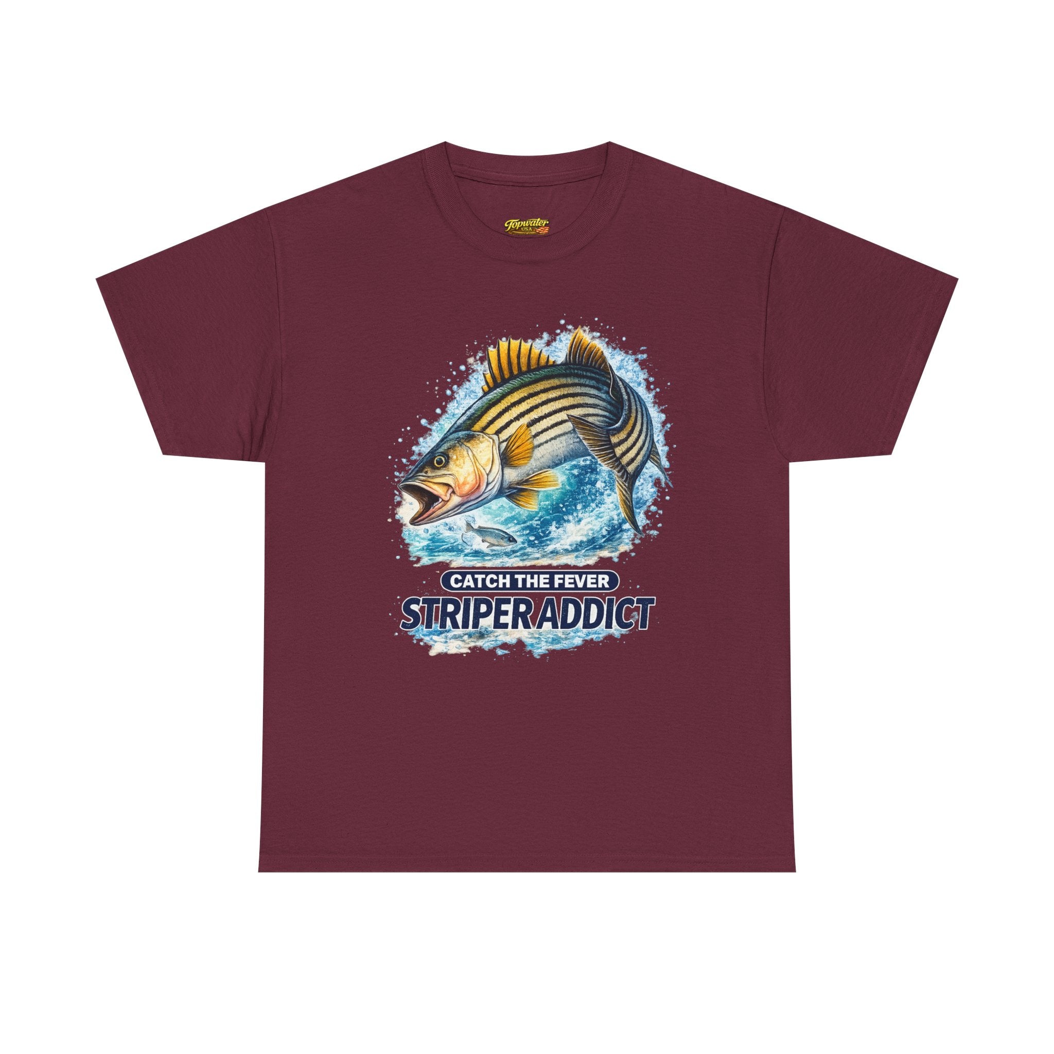 Striper Addict Fishing T‑Shirt — Catch the Fever Striped Bass Tee