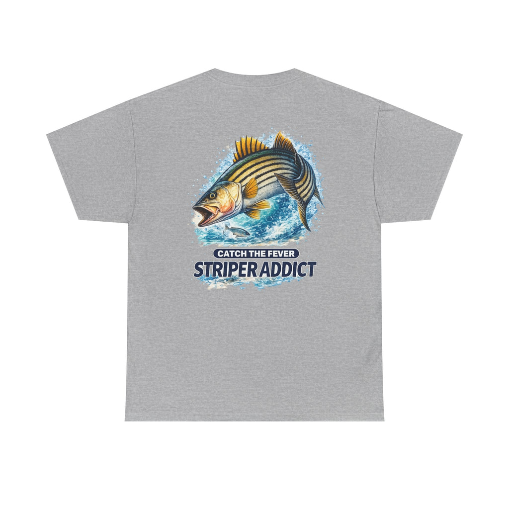 Striper Addict Fishing T‑Shirt — Catch the Fever Striped Bass Tee