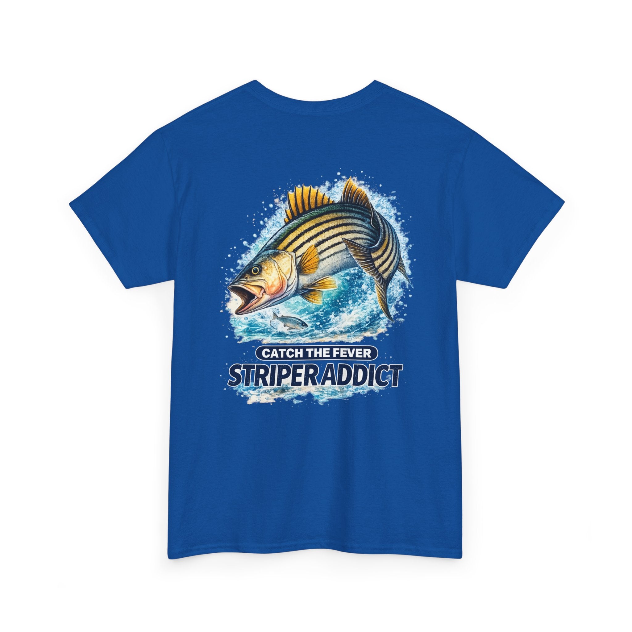 Striper Addict Fishing T‑Shirt — Catch the Fever Striped Bass Tee