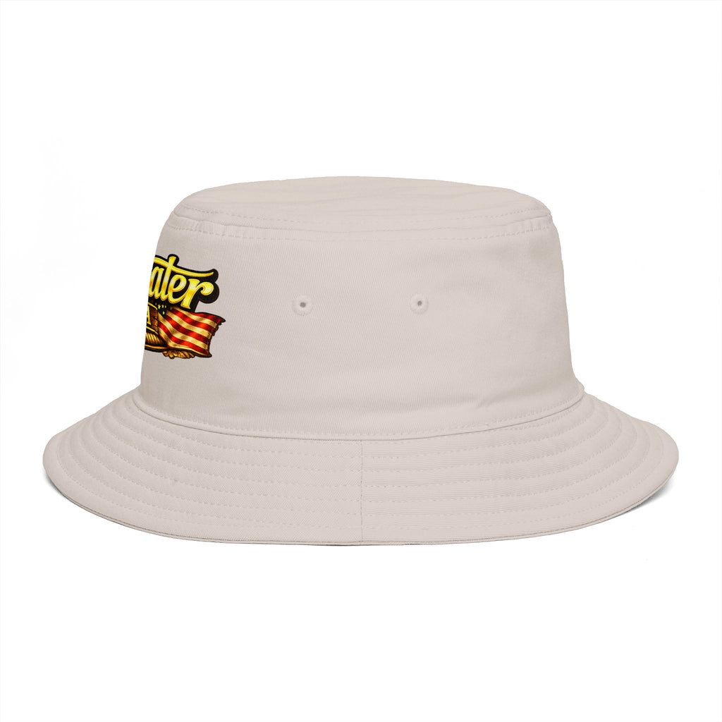 Topwater USA Bucket Hat — Retro Fishing Logo with American Flag