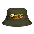 Topwater USA Bucket Hat — Retro Fishing Logo with American Flag