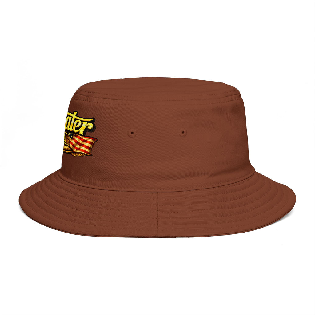 Topwater USA Bucket Hat — Retro Fishing Logo with American Flag