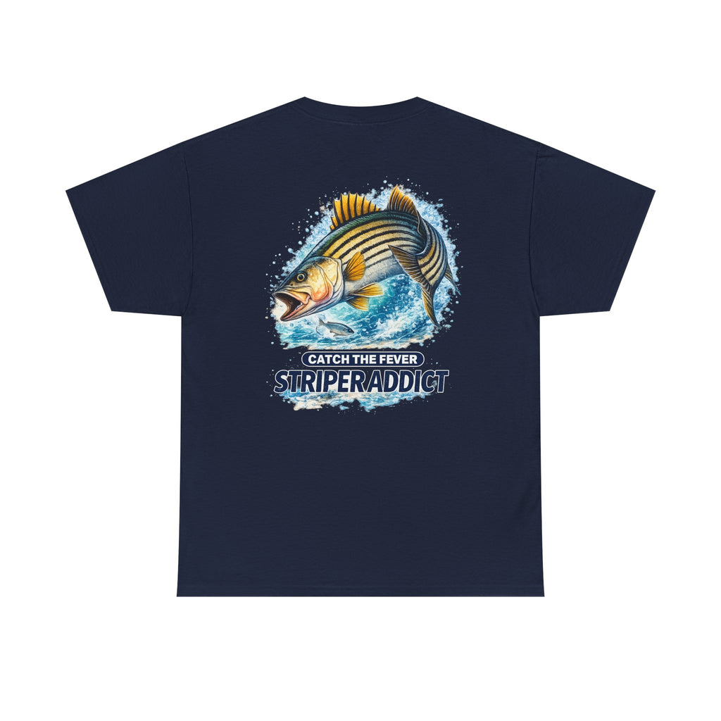 Striper Addict Fishing T‑Shirt — Catch the Fever Striped Bass Tee