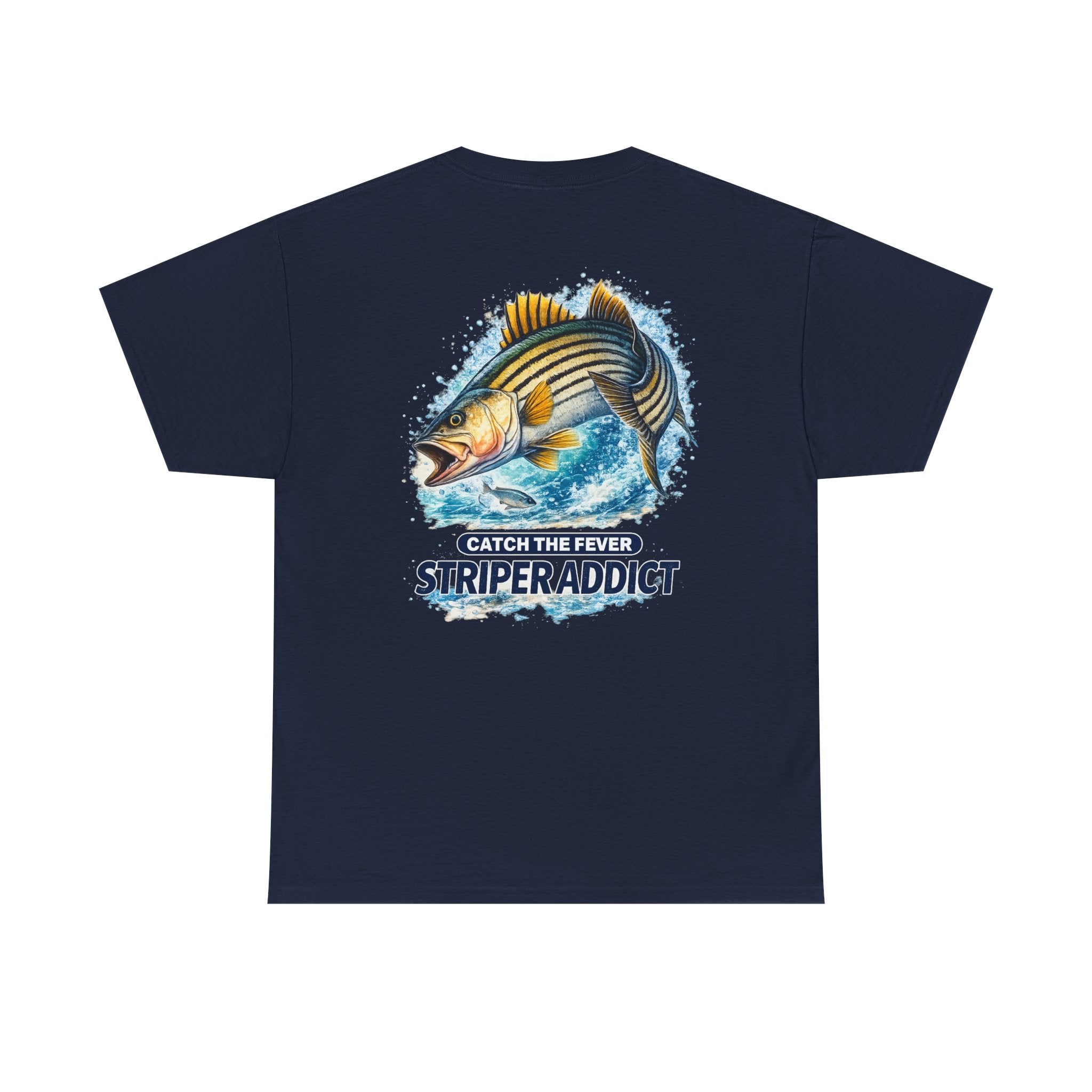 Striper Addict Fishing T‑Shirt — Catch the Fever Striped Bass Tee