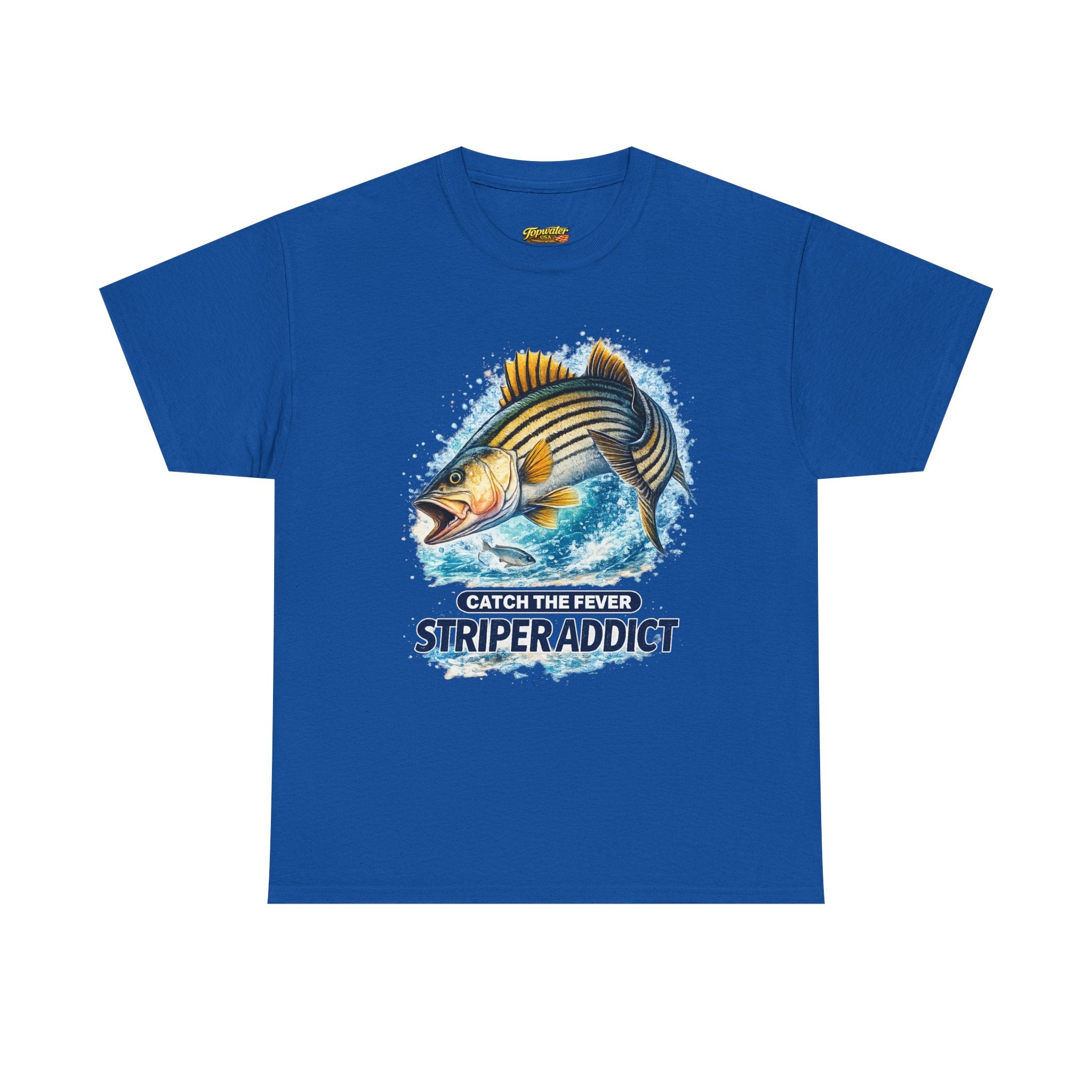 Striper Addict Fishing T‑Shirt — Catch the Fever Striped Bass Tee