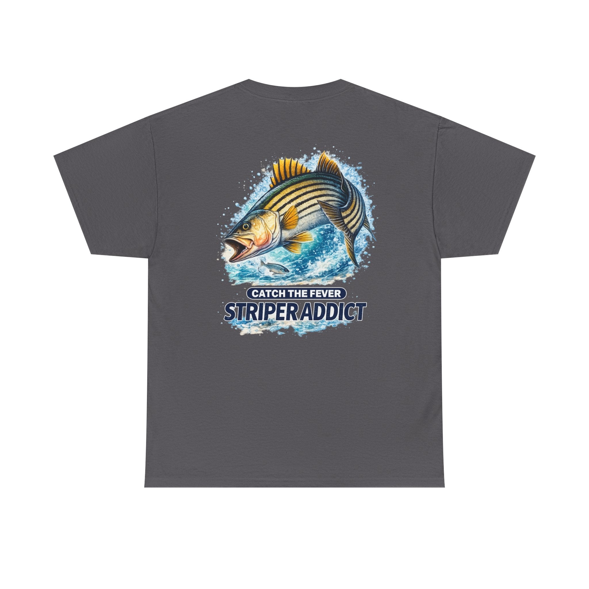 Striper Addict Fishing T‑Shirt — Catch the Fever Striped Bass Tee