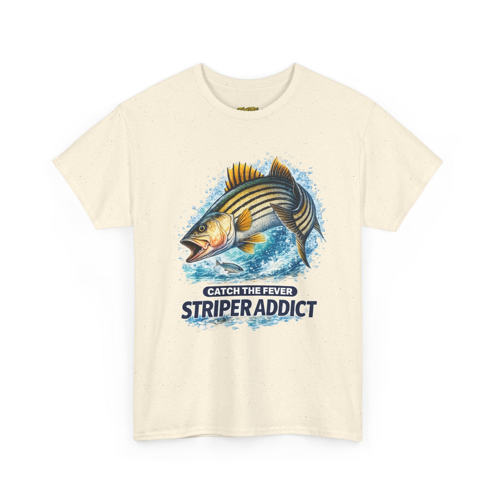 Striper Addict Fishing T‑Shirt — Catch the Fever Striped Bass Tee