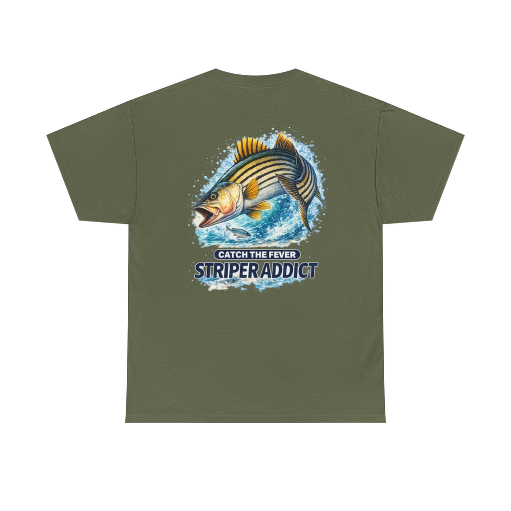 Striper Addict Fishing T‑Shirt — Catch the Fever Striped Bass Tee