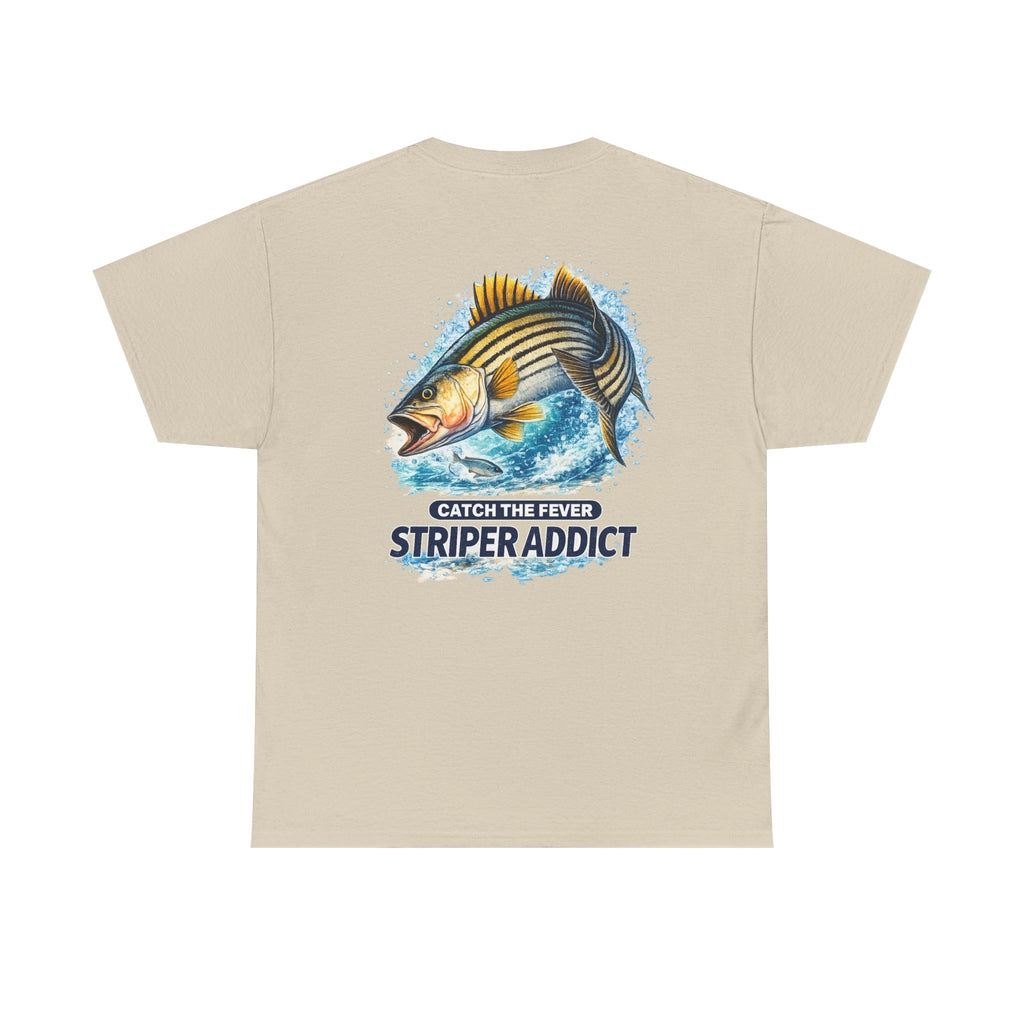 Striper Addict Fishing T‑Shirt — Catch the Fever Striped Bass Tee