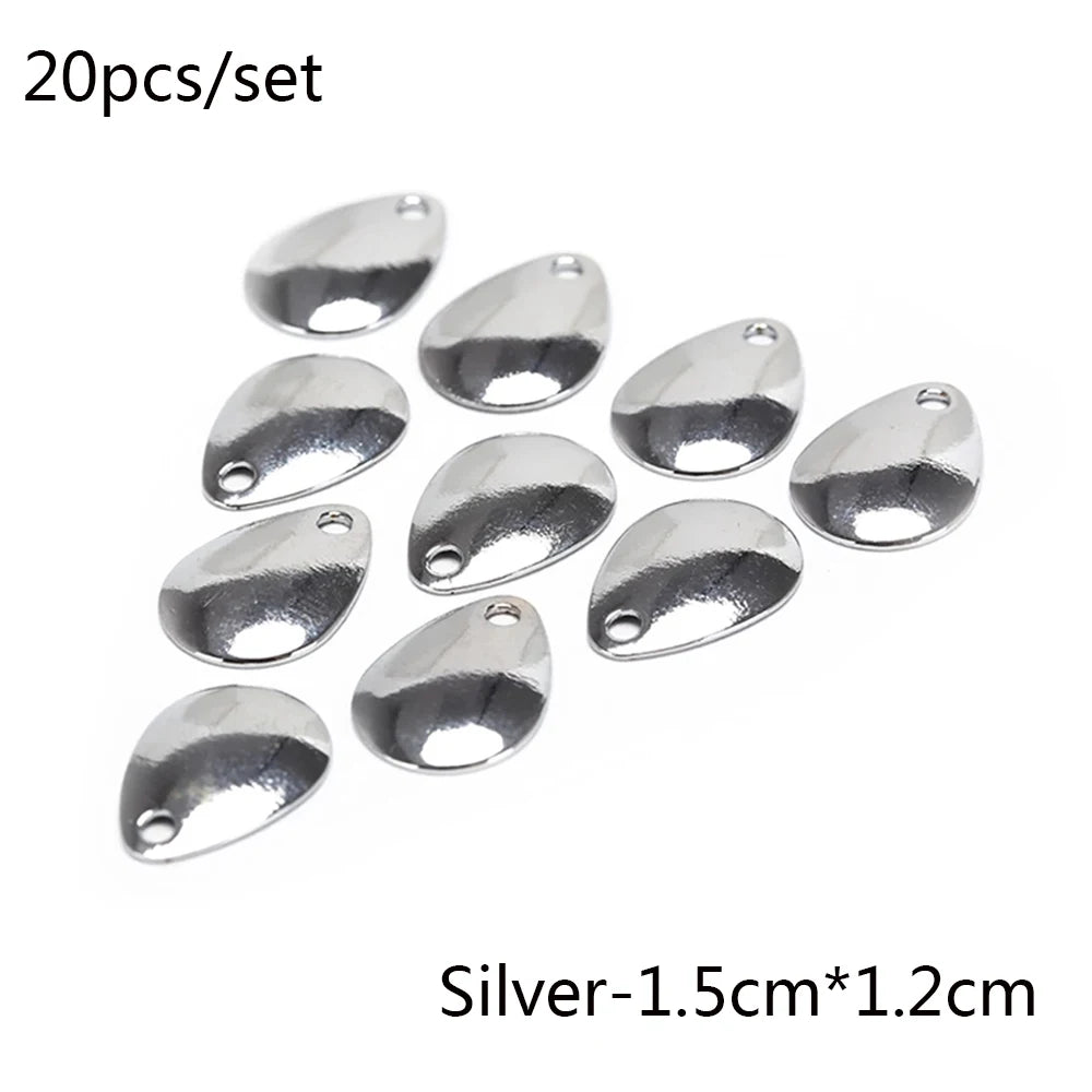 20pcs/lot Fishing Spinner Rings Blades Smooth Nickel Spoons Plaice Tackle Craft DIY Bait Fishing Tool Lure Accessories