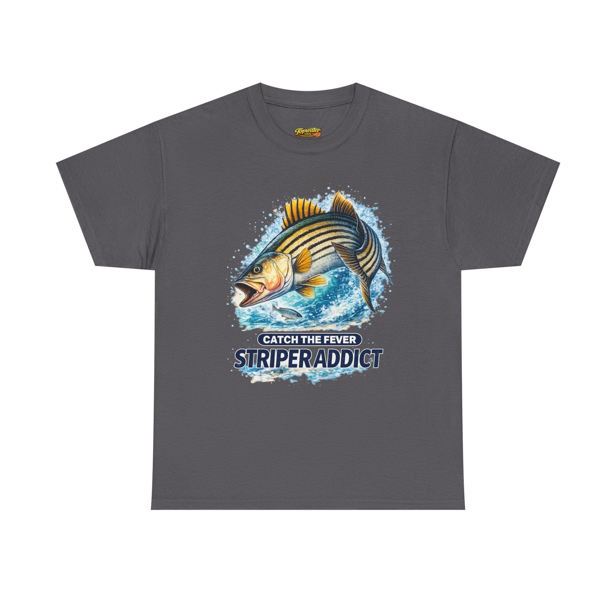 Striper Addict Fishing T‑Shirt — Catch the Fever Striped Bass Tee