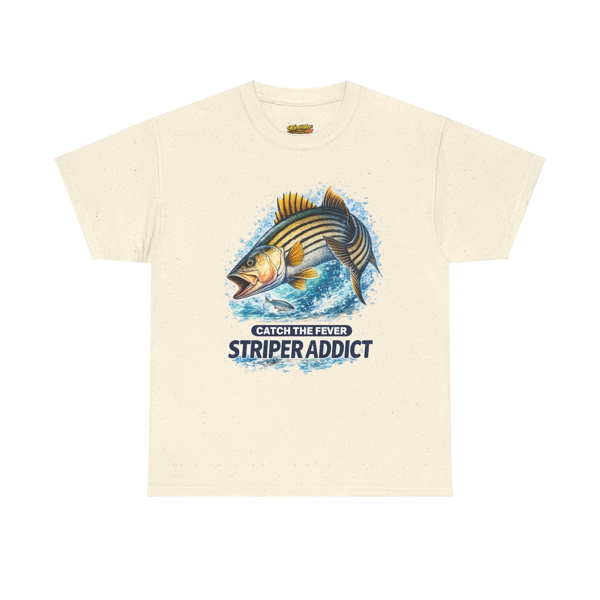 Striper Addict Fishing T‑Shirt — Catch the Fever Striped Bass Tee
