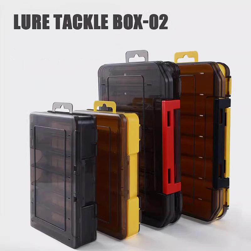 Double Sided Fishing Lure Boxes 12 Compartments Fishing Tackle Organizer With 2 Buckle Plastic Clear Storage Case