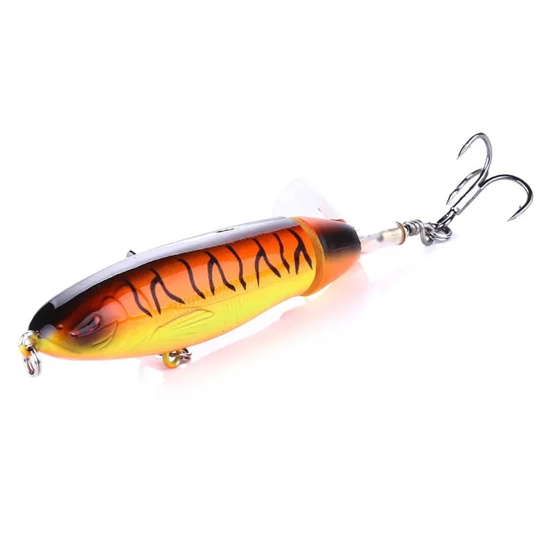 1pcs 10cm 14cm Topwater Spinner Fishing Lure Popper Artificial Pencil Hard Bait Propeller Rotating Tail Fishing Tackle Swimbait