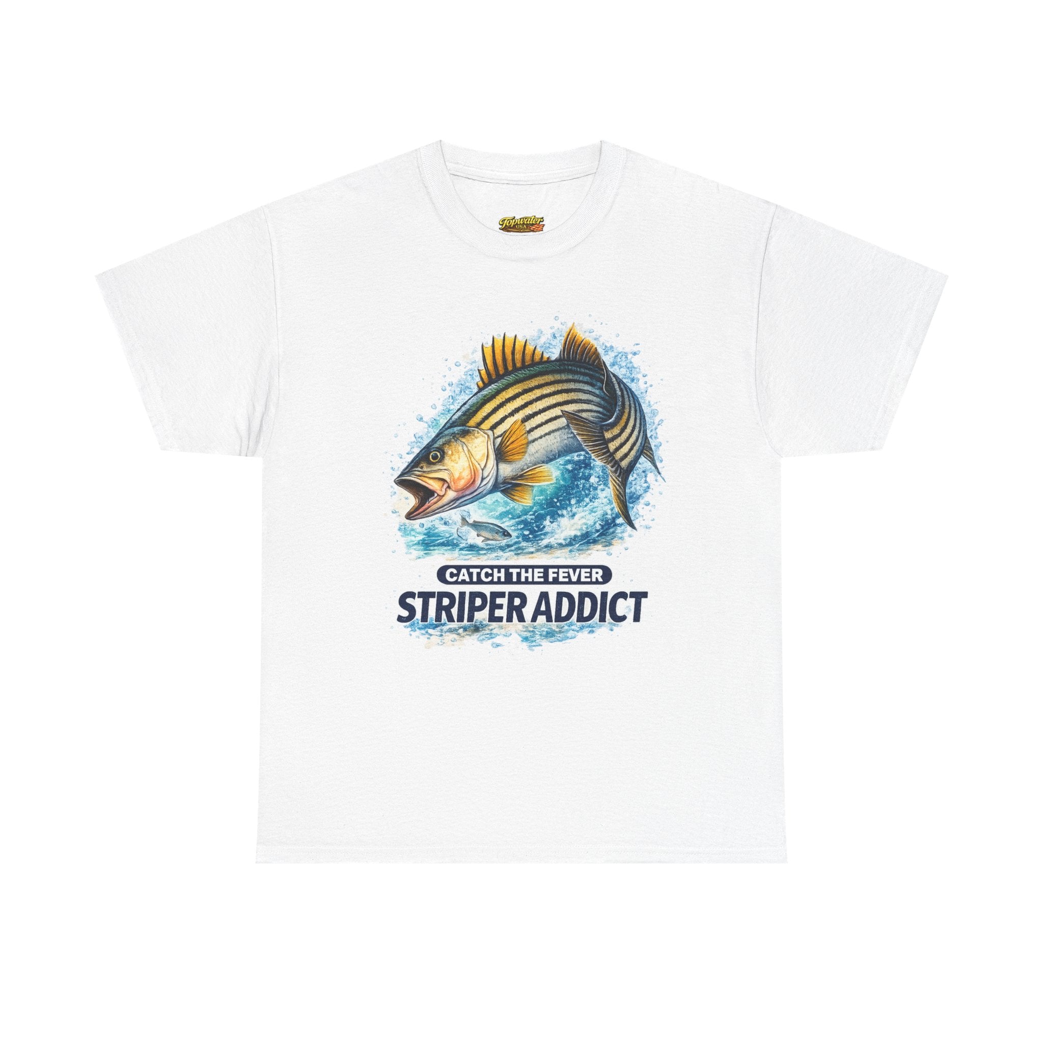 Striper Addict Fishing T‑Shirt — Catch the Fever Striped Bass Tee