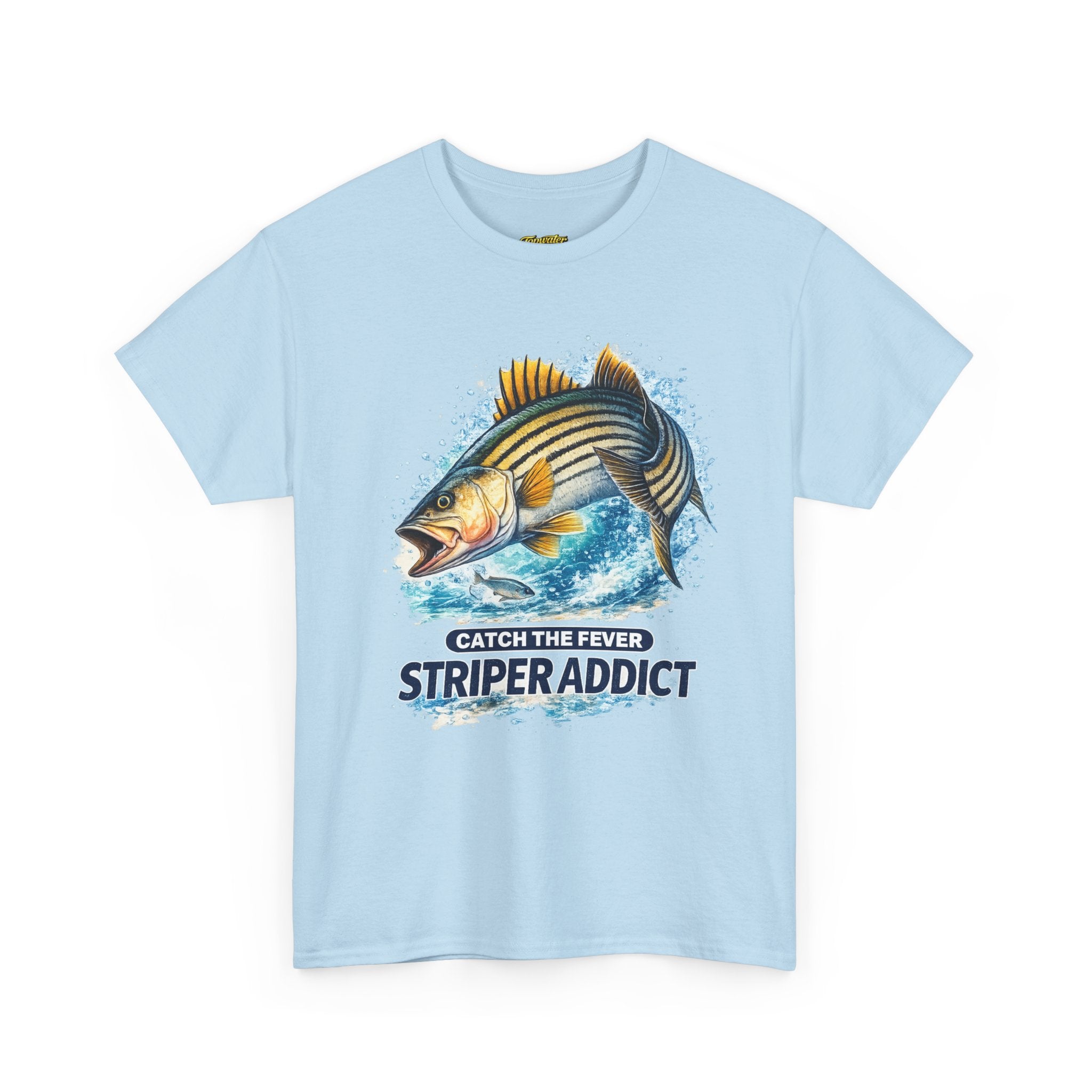 Striper Addict Fishing T‑Shirt — Catch the Fever Striped Bass Tee
