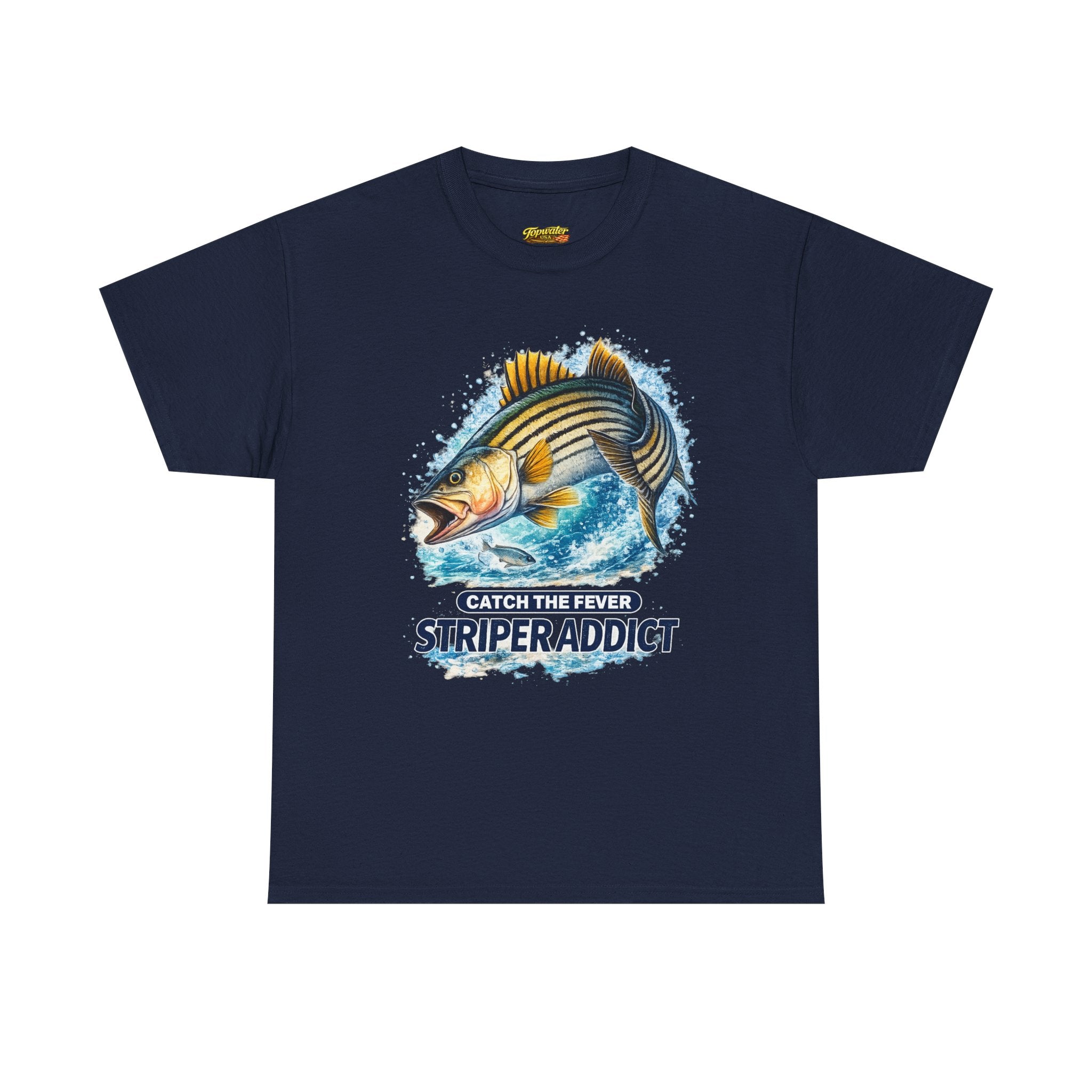 Striper Addict Fishing T‑Shirt — Catch the Fever Striped Bass Tee