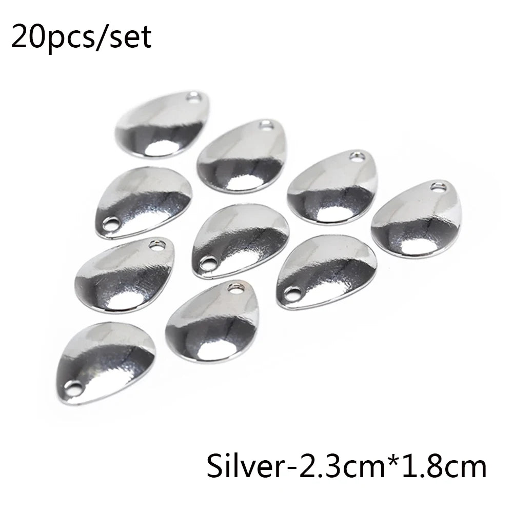 20pcs/lot Fishing Spinner Rings Blades Smooth Nickel Spoons Plaice Tackle Craft DIY Bait Fishing Tool Lure Accessories