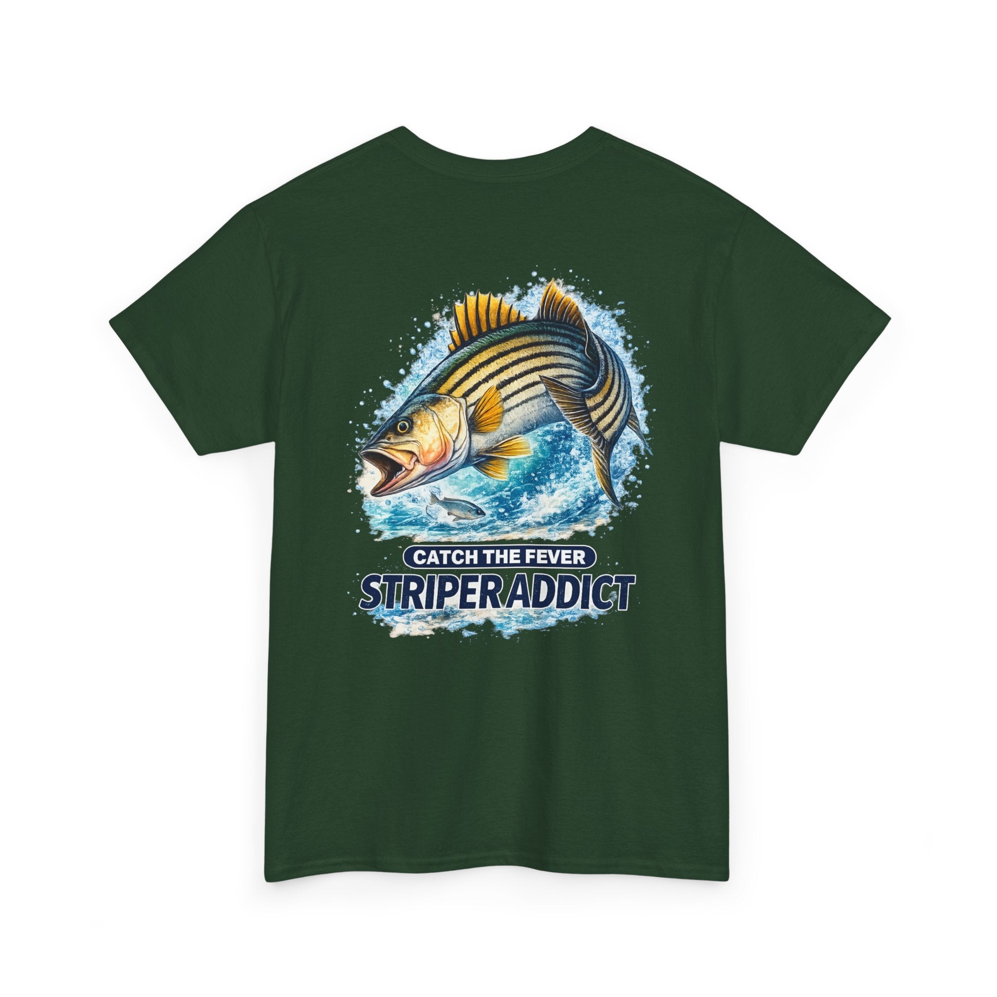 Striper Addict Fishing T‑Shirt — Catch the Fever Striped Bass Tee