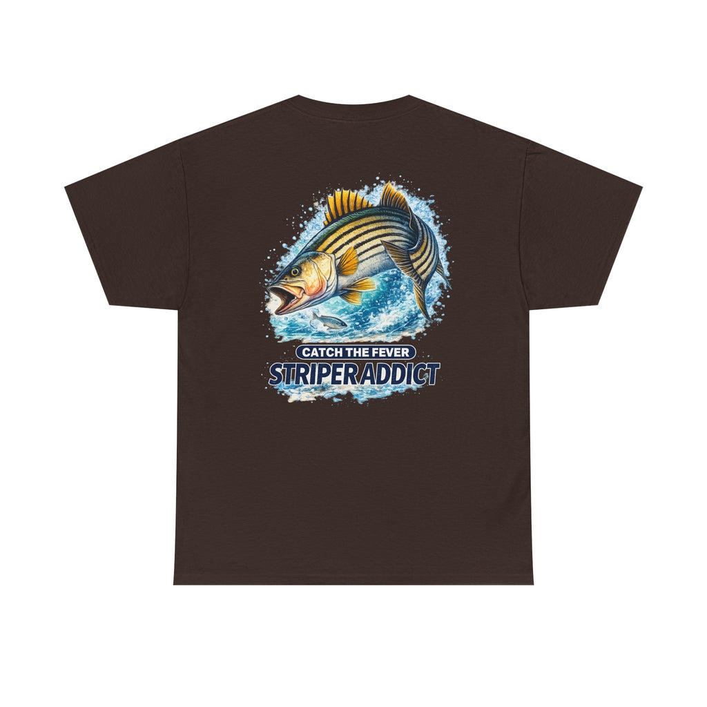 Striper Addict Fishing T‑Shirt — Catch the Fever Striped Bass Tee