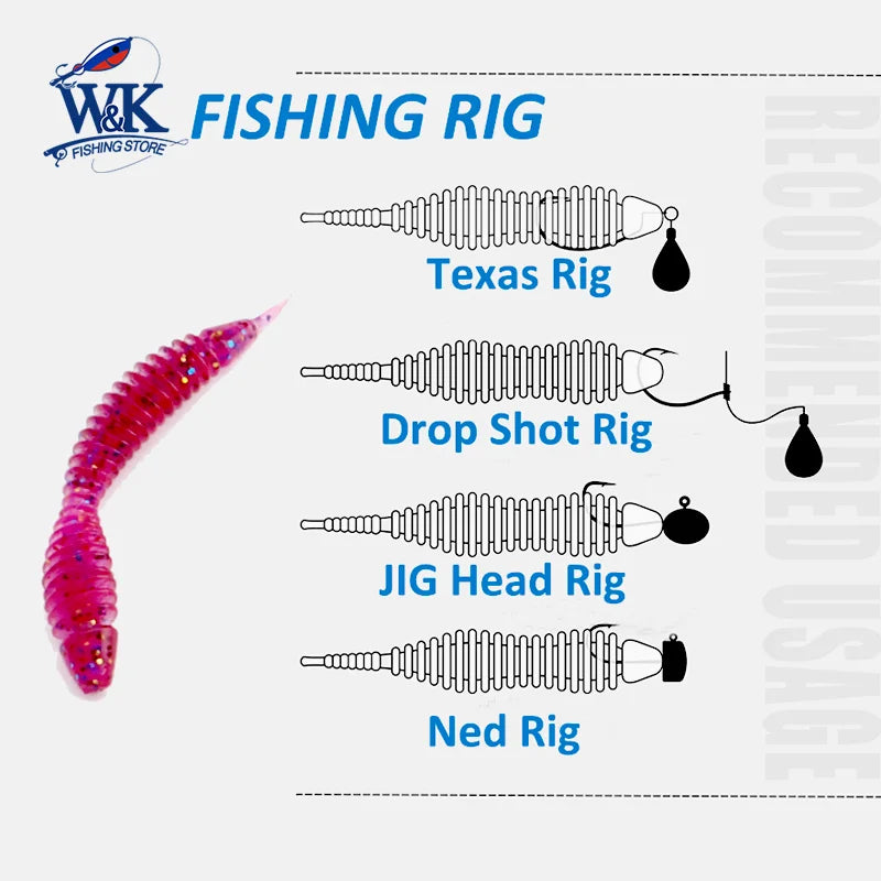 Clearance_Spiker Worm Bait at 5cm 7cm Soft Lures for Perch Bass Fishing Lure TPE TPR Floating Drop Rig Soft Bait UV Glow Worm Ba