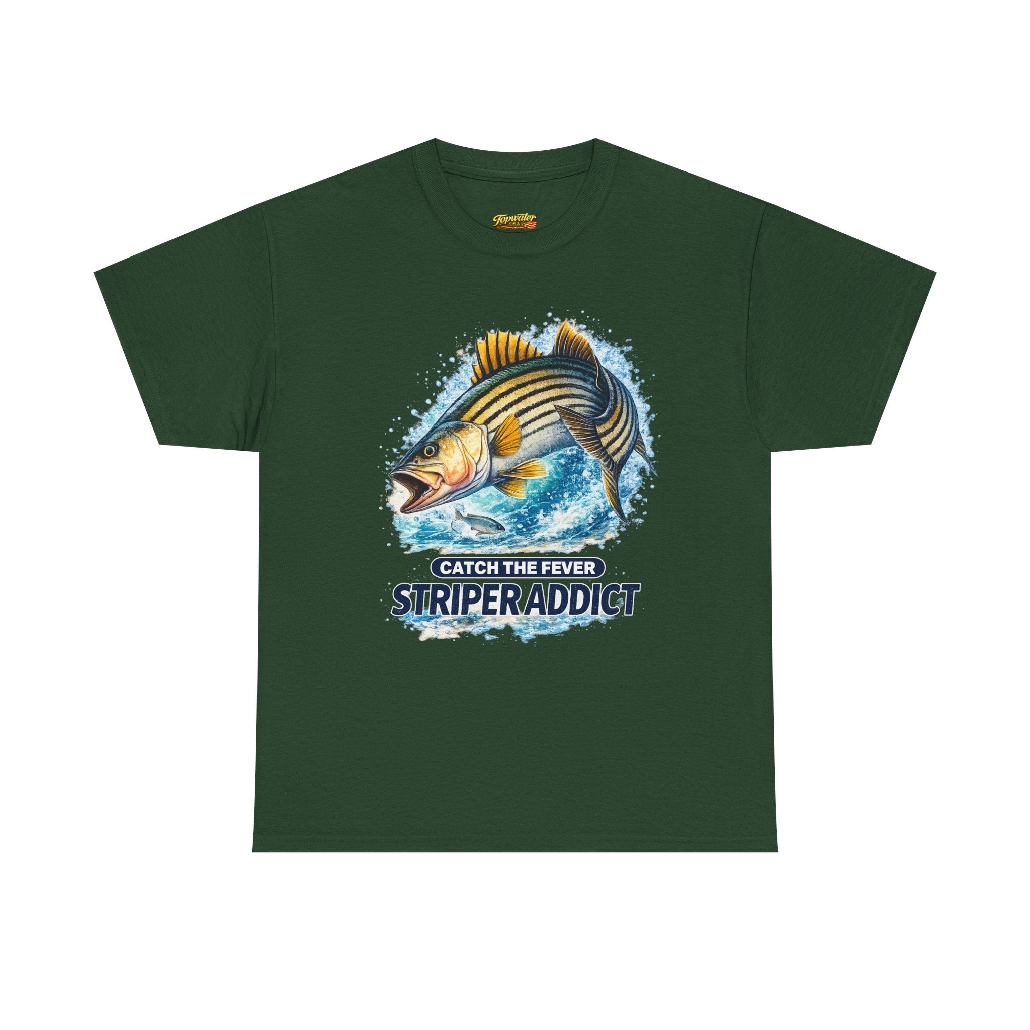 Striper Addict Fishing T‑Shirt — Catch the Fever Striped Bass Tee
