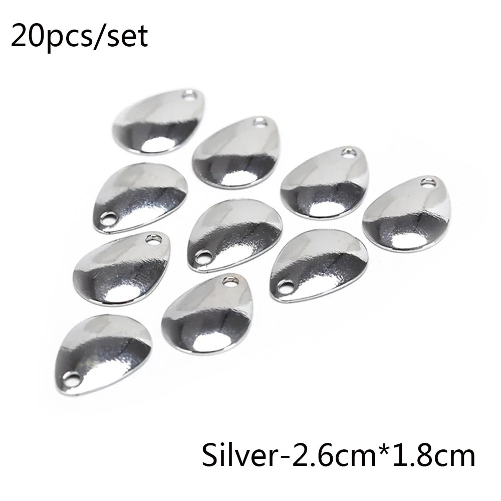 20pcs/lot Fishing Spinner Rings Blades Smooth Nickel Spoons Plaice Tackle Craft DIY Bait Fishing Tool Lure Accessories
