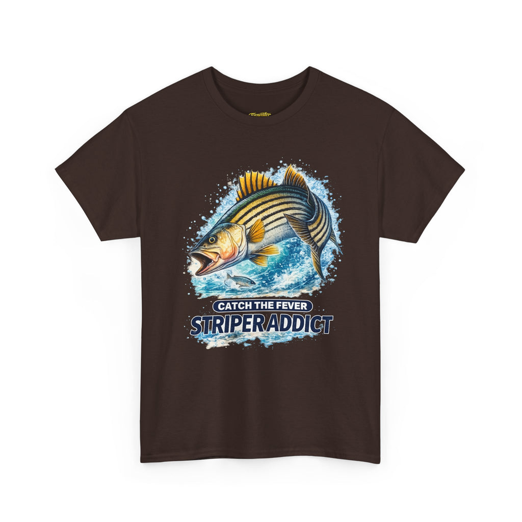 Striper Addict Fishing T‑Shirt — Catch the Fever Striped Bass Tee
