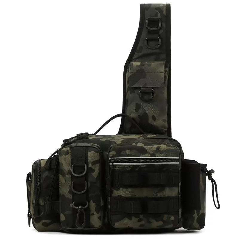New Fishing Tackle Backpack Lure Box Gear Storage Bag Fanny Pack for Men Fly Fishing Backpack with Rod Holder Sling Shoulder Bag